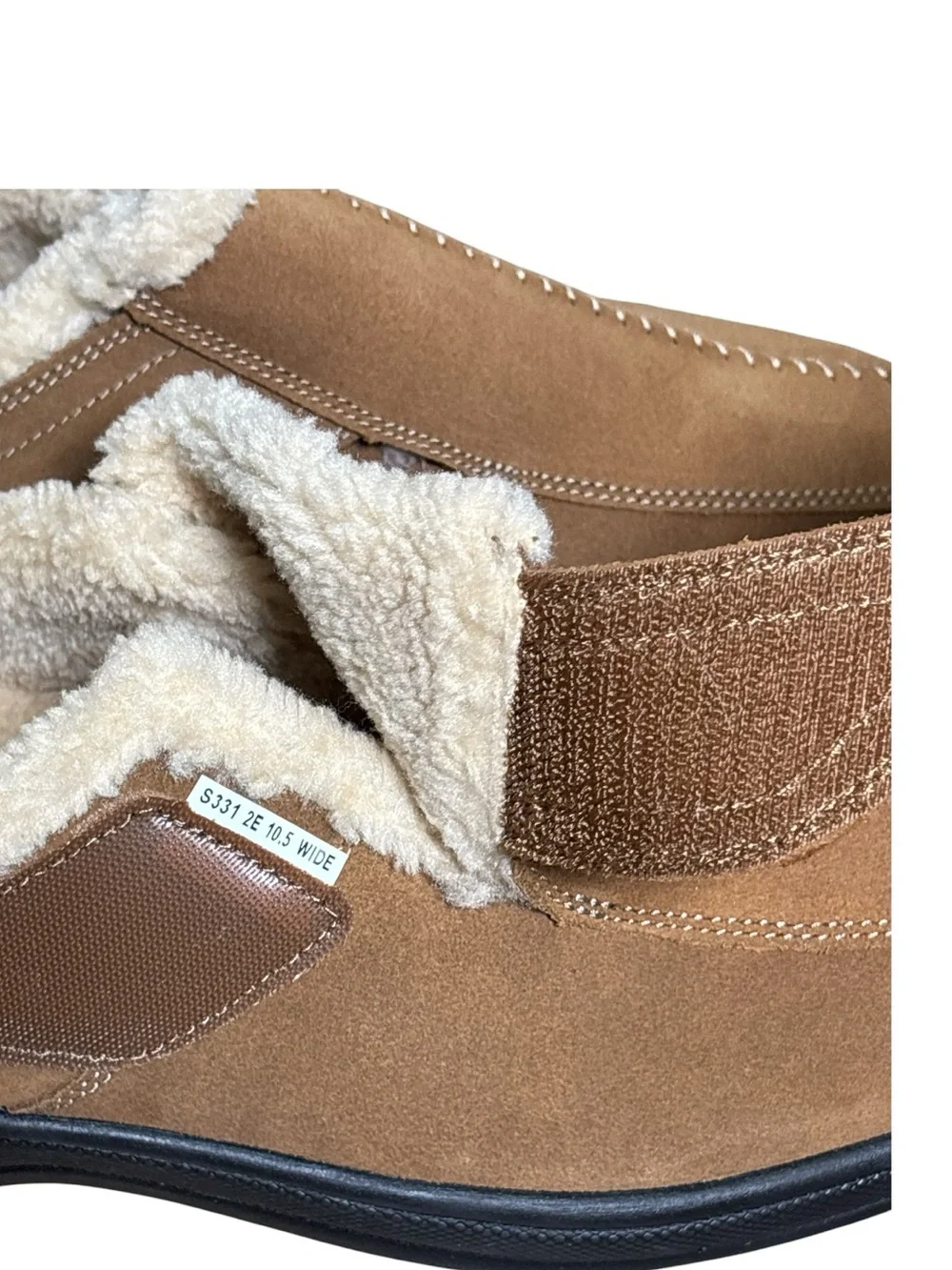 Orthofeet Asheville Men’s Orthopedic Tan Suede Faux Fur-Lined Slip-On Slippers